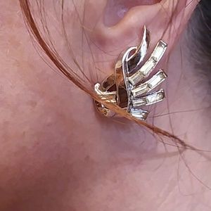 Clip-on, Vintage, Trifari Rhinestone Earrings